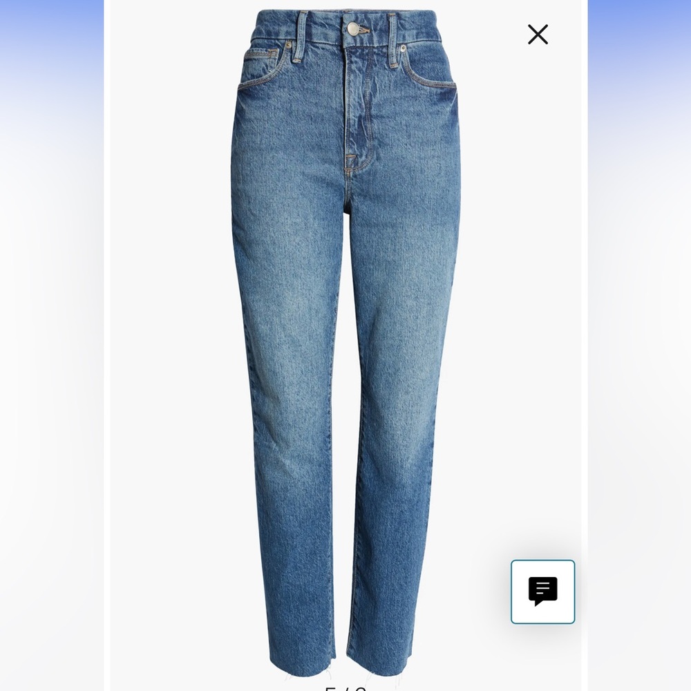 Good American Womens Good Classic Jeans High Rise Raw Ankle Hem Blue 4/27 - Picture 4 of 9